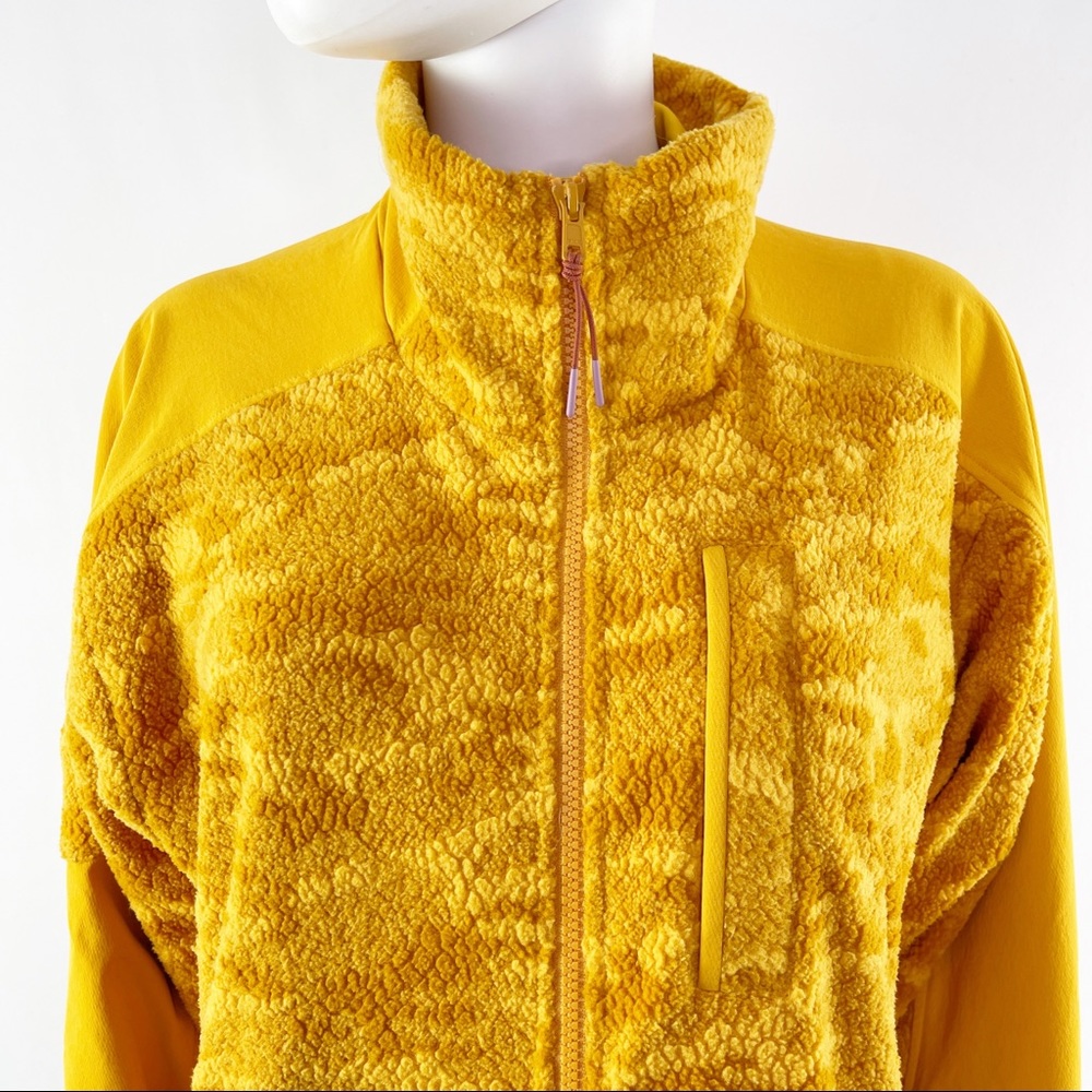 NEW Outdoor Voices Size L Mustard Yellow Fleece Full Zip Jacket in Cider Cloud - Picture 5 of 12